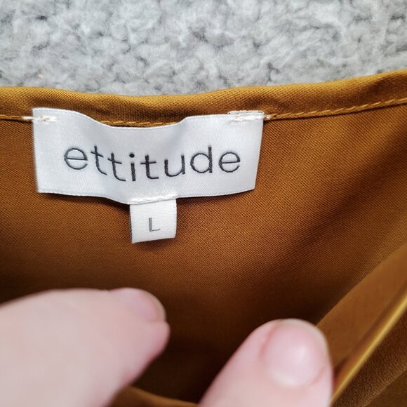 Ettitude Womens Sateen Cami Bamboo Gold Pullover V neck Adjustable Strap L New - Picture 5 of 7